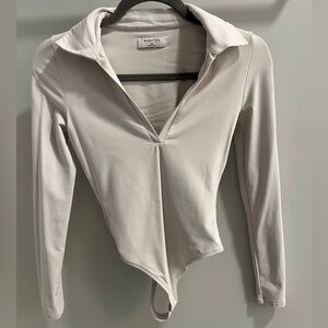 Babaton Cream Long Sleeve Women's Body Suit Top